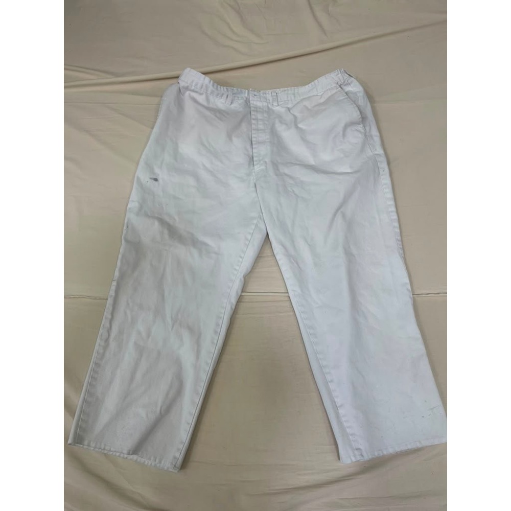 Reed Flex White Workwear Pants Straight Leg Elastic Back Waist 37U
